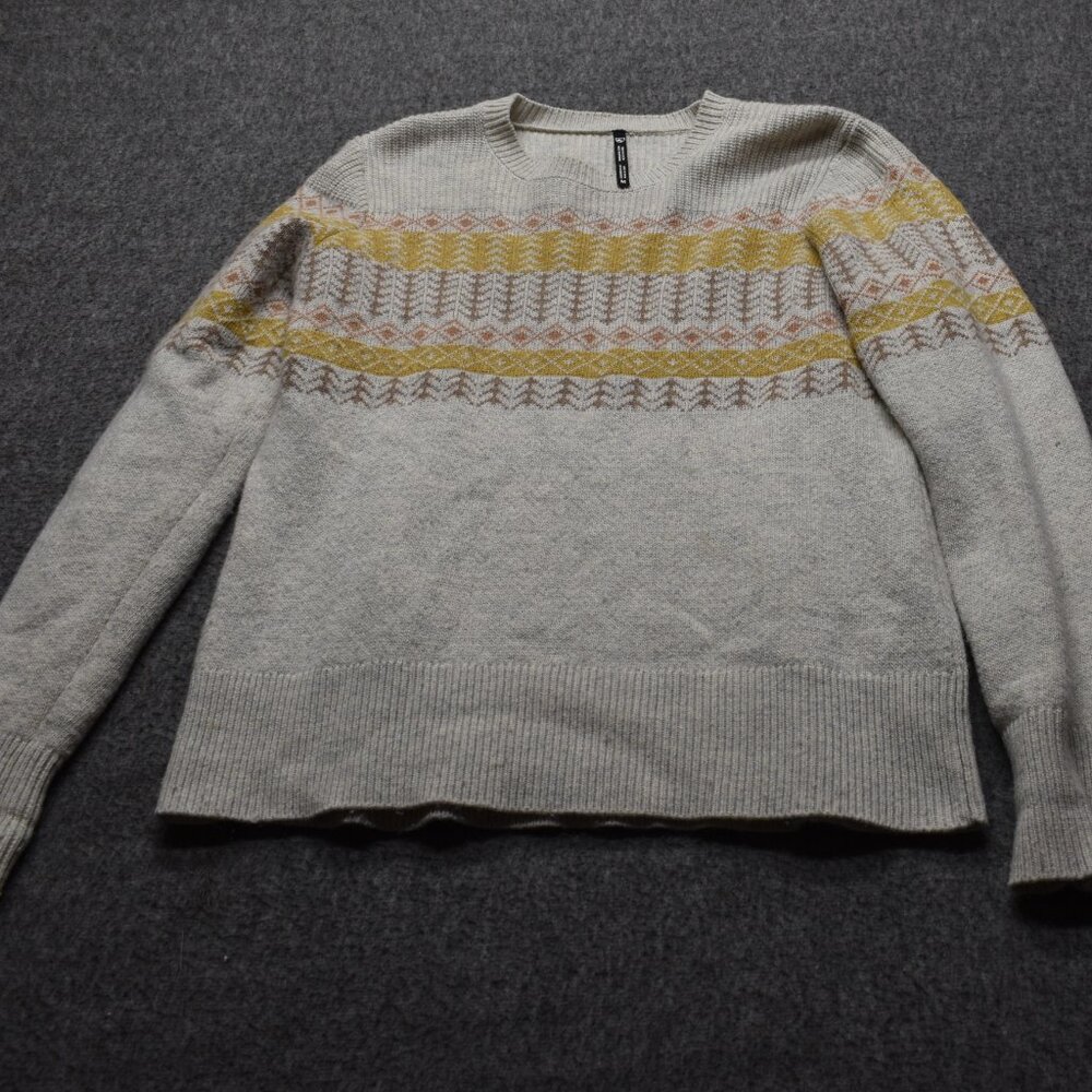 Kuhl Women’s Nordik Merino Wool Blend Fair Isle Print Crew Neck Sweater Grey M